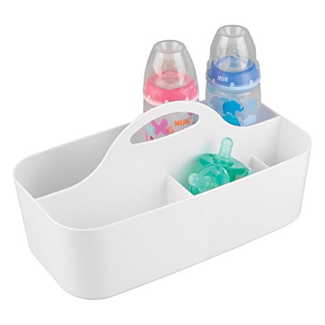 mDesign Baby Nursery Tote Caddy, for Shampoo, Toys, Soap - Medium, White