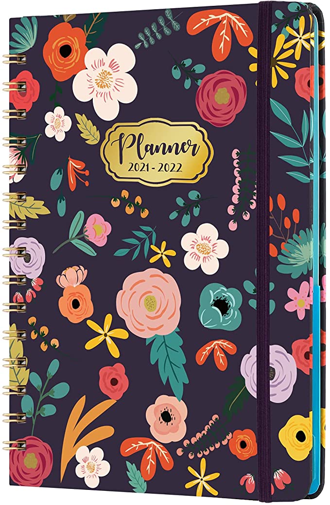 Diary 2021-2022, A5 Week to View Planner Diary, 2021 & 2022 Calendars Overview Page, Monthly Tabs and Inner Pocket, Perfect Diary for Your Daily Planner, 21.5 x 15.5 x 1.5 cm