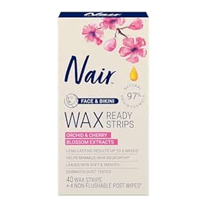 Nair Hair Remover Face and Bikini Wax Ready Strips, 40 Count   4 Post Wipes (Pack of 3)