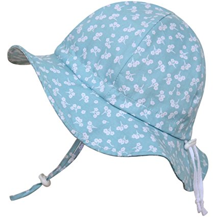 Baby Toddler Kids Sun Hat with Chin Strap, Drawstring Adjust Head Size, Breathable 50  UPF Cotton