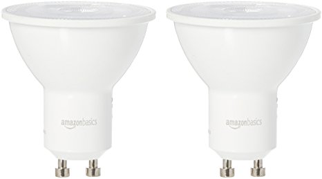 AmazonBasics 50 Watt Equivalent, Daylight, Dimmable, GU10 LED Light Bulb - 2 Pack