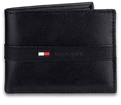 Tommy Hilfiger Men's Thin Sleek Casual Bifold Wallet with 6 Credit Card Pockets and Removable Id Window