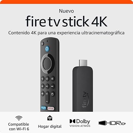 Nuevo Amazon Fire TV Stick 4K | Dispositivo de streaming compatible con Wi-Fi 6, Dolby Vision, Dolby Atmos y HDR10