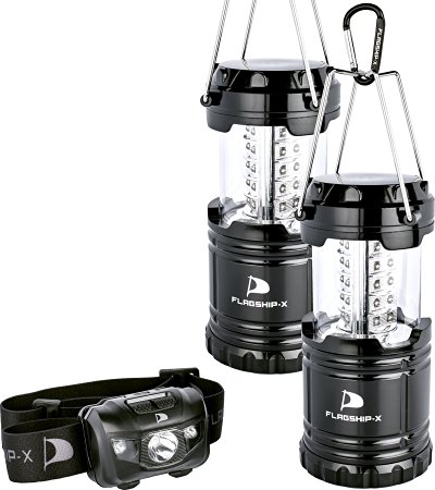 Insane Sale Flagship-X 2 Lanterns 1 Headlamp Camping Lights Brightest CREE LED Portable Electric Bonus Waterproof Head lamp Flashlight for Outdoors