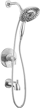 Delta Faucet Saylor 17 Series Chrome Tub and Shower Faucet Combo withIn2ition 2-in-1 Shower Head with Handheld Spray, Bathtub Faucet Set, Shower Tub Faucet, Chrome T17435-I (Valve Not Included)