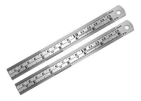 Mini Stainless Steel 6-inch Ruler (2 pcs, 6 inch)