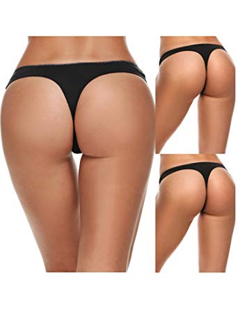 Ekouaer Womens Thong Panties Low Rise Underwear Assorted 3 Pack S-XXL