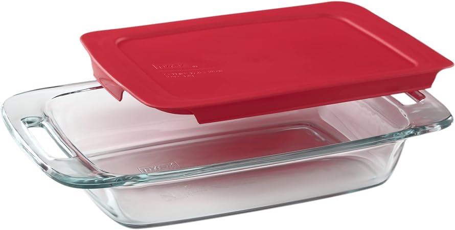Pyrex Easy Grab 2-Quart Oblong with Red Plastic Cover