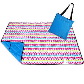 Roebury Picnic Blanket - Portable Outdoor Mat Folds into Tote Bag - Water-Resistant, Sandproof - Large Rug Perfect for Camping, Beach, Festivals, Kids & Babies