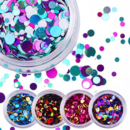 NICOLE DIARY 12 Boxes Nail Iridescent Flakies Sequins Colorful Round Glitter Paillette Manicure Nail Art Decoration
