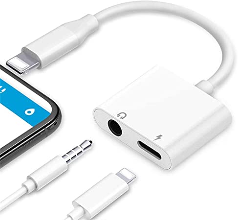 [Apple MFi Certified] Lightning to 3.5mm Headphone Jack Adapter, iPhone Headphone Adapter & Charger, Compatible with iPhone 11/11 Pro/8/8Plus/7/7Plus/X/10/Xs/Xs Max Dongle Earphone Adaptor