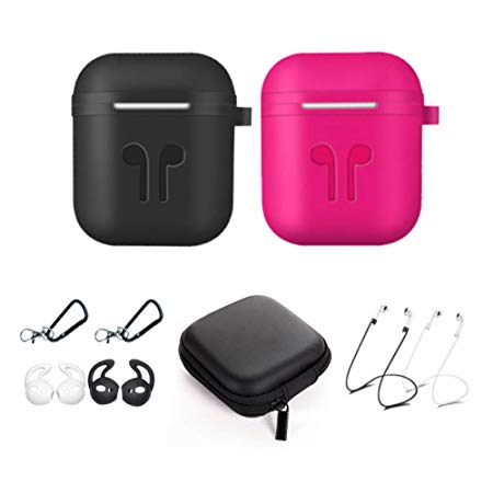 Applestore Compatible Airpods Cover Case 11 in 1 Airpods Accessories Kits Protective Silicone Skin Case for Apple AirPods Charging case with Airpods Ear Hook Grips/Keychains/Box/Airpods Staps
