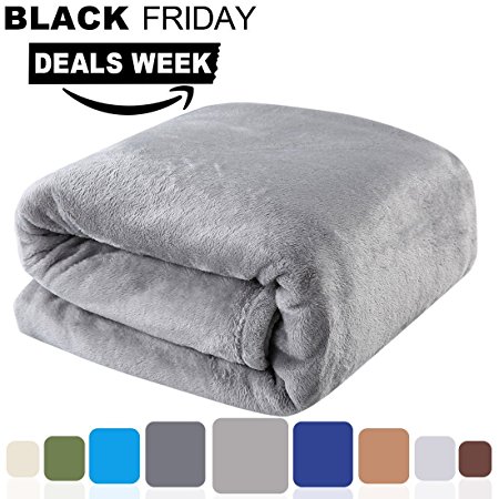 Balichun Bed Blanket All Year Round Super Soft Warm Fuzzy Fluffy Lightweight Fleece Blankets Twin/Queen/King Size (Grey, Twin)