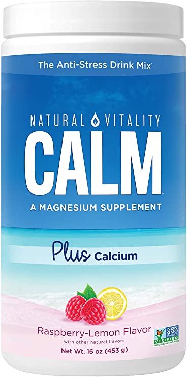 Natural Vitality Calm #1 Selling Magnesium Citrate PLUS Calcium, Anti-Stress Magnesium Supplement Drink Mix, Raspberry-Lemon, Vegan, Gluten Free, Non-GMO (Package May Vary), 16 oz 113 Servings