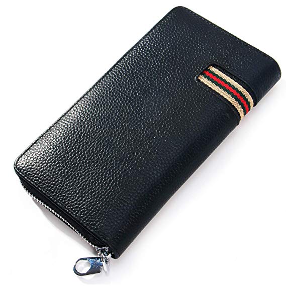 Long Wallets for Men Genuine Leather Zipper Long Wallet for Money, Cellphone