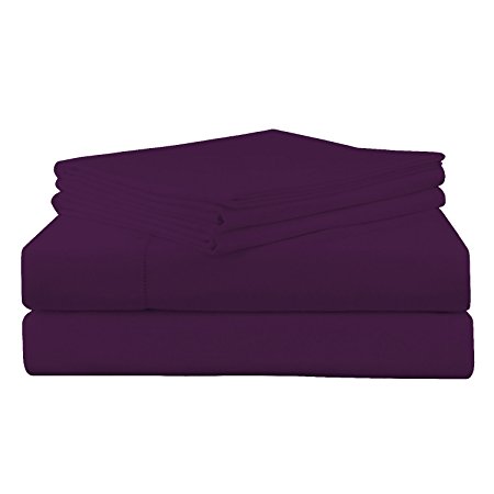 Pointehaven 200 GSM Flannel Sheet Set, Full, Solid, Plum