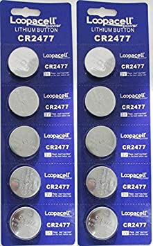 10 Loopacell CR2477, DL2477, ECR2477, KCR2477 3V Lithium Cell Batteries