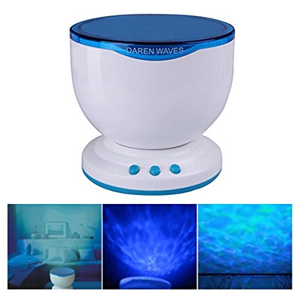 feifuns Ocean Night Light Projector with Music Player Blue Sea Daren Waves Projection Lamp Mini Portable Speaker and Aurora Master LED Lamp in Living Room Bedroom for Kids Children Nursery