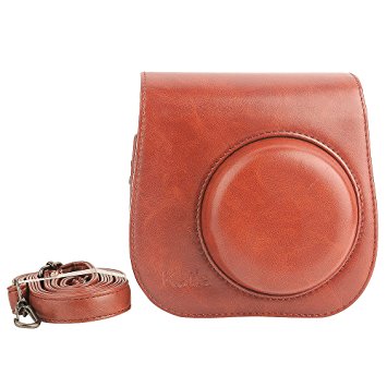 Katia Mini 8 case, PU Leather Mini 8 Camera Case with Shoulder Strap and pocket for Fujifilm Instax Mini 8 Camera - Brown 2