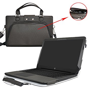 HP Notebook 15 Case,2 in 1 Accurately Designed Protective PU Leather Cover   Portable Carrying Bag For 15.6" HP Notebook 15 15-bs000 15-bw000 Series Laptop(Not fit 15-ac000/15-ay000/15-ba000),Black