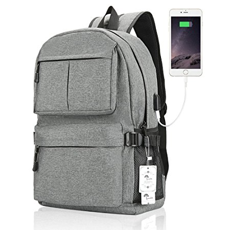 Laptop Backpack, WInblo 15 15.6 Inch College Backpack with USB Charging Port Light Weight Travel Backpack for Men Women