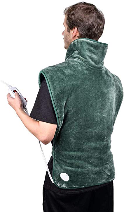 HailiCare Large Heating Pad for Back and Shoulder Pain Relief, 24"x35" Heating Wrap for Neck with 6 Temperature Settings, Fast-Heating, Auto Shut Off, ETL Certified & FDA Registered - Sante Green