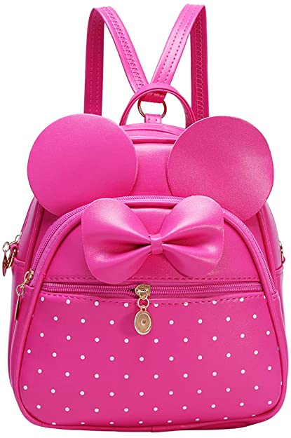 KL928 Women Bowknot Polka Dot Cute Mini Backpack Small Daypacks Convertible Shoulder Bag Purse