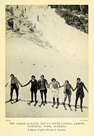1927 Print Ghost Glacier Skier Skiing Mount Edith Cavel Jasper National Park - Original Halftone Print