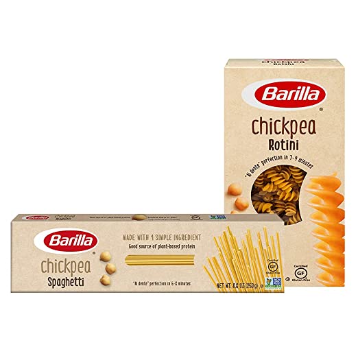 Barilla Chickpea Spaghetti & Rotini Pasta, 8.8 Ounce (Variety Pack of 6) - Plant Based Protein Pasta - Naturally Gluten Free Pasta - Chickpea Pasta - Vegan Pasta