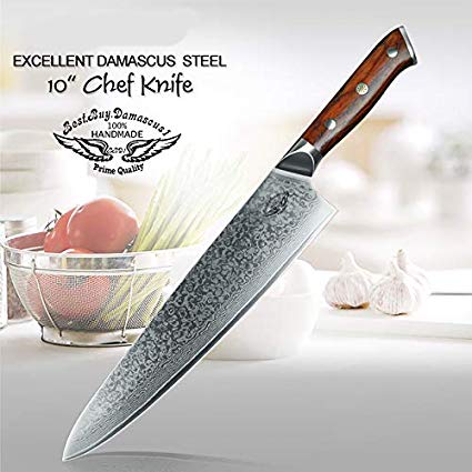 Chef Knife 10 inch Japanese VG10 Damascus Steel Rozer Sharp Damascus Stainless Steel Professional Chef's Knife Rosewood Handle - Series-BBD1