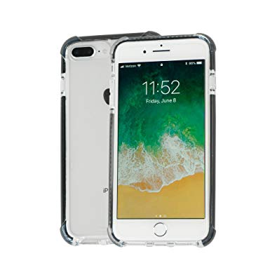 Idea Promo Clear Case Compatible for iPhone 6 Plus | 6s Plus | 7 Plus | 7s Plus | 8 Plus, Shock-absorption and Anti scratch, Slim, Reinforced Corner, Rubber Bumper, Shockproof Protective (Black)