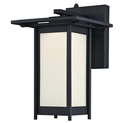 Westinghouse Lighting 6361100 Clarissa One-Light LED Dusk to Dawn Sensor, Textured Black Finish with Frosted Glass Outdoor Wall Fixture Photocell