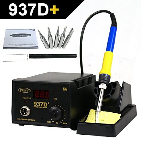 Zenyreg Soldering Iron Station with extra heating element amp5 tips 937D Rework ESD