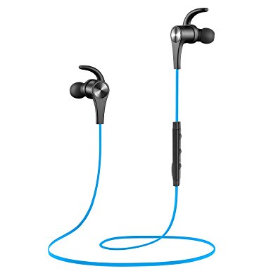 SoundPEATS Bluetooth Headphones In Ear Wireless Earbuds 4.1 Magnetic Sweatproof Stereo Bluetooth Earphones for Sports With Mic (Upgraded 8 Hours Play Time, Secure Fit, Noise Cancelling) - Blue