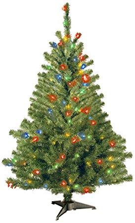 National Tree (KCDR-40RLO-S) Kincaid Spruce Tree with 100 Multi Lights, 4-Feet