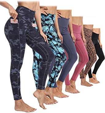 AY High Waist Leggings Yoga Pants with Pockets, Tummy Control Running 4-Way Stretch Training Workout Legging for Women.