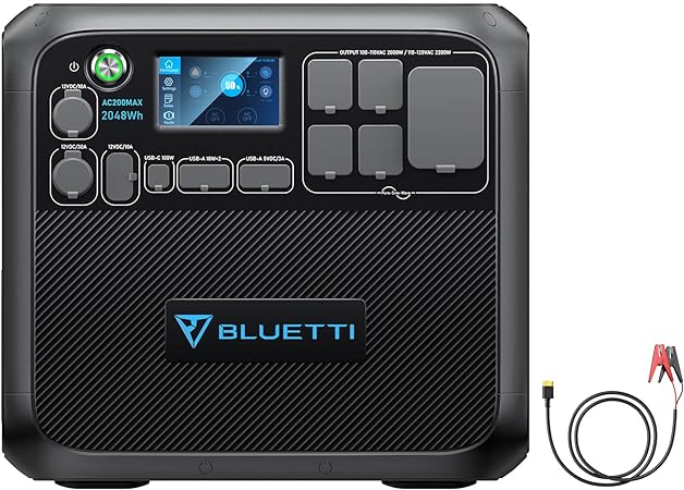 BLUETTI Portable Power Station AC200MAX, 2048Wh LiFePO4 Battery Backup, Expandable to 8192Wh w/ 5 2200W AC Outlets, Solar Generator for Camping, Home Use (Lead-Acid Battery Charging Cable Included)