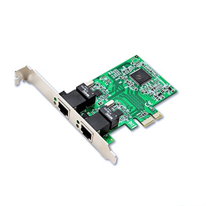 Syba SD-PEX24033 Dual LAN Ports 1000-Base T Gigabit Ethernet Card Green