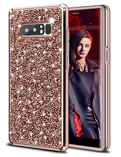 Galaxy Note 8 Case,HoneyAKE Note 8 case Glitter Bling Rhinestone Sparkle Diamond Hybrid Hard Cover Crystal Heavy duty Shockproof Bumper Protective phone case for Samsung Galaxy Note 8(Champagne)