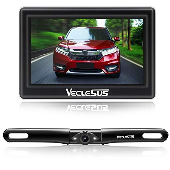 VECLESUS M1 Backup Camera with 4.3” Rear View Monitor for Car, Waterproof Night Vision Car Backup Camera License Plate