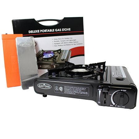 GAS ONE GS-3000 Portable Gas Stove with Carrying Case, 9,000 BTU, CSA Approved, Black