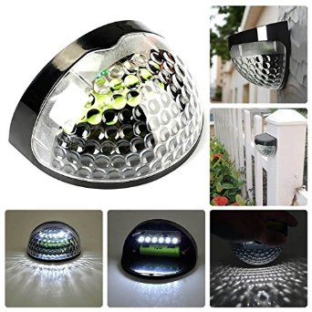 2016 New Version OTHWAY 2nd 6 LED Semi Circle Solar Lights Outdoor Bright Light Guardrail Sensor Light- Solar Energy Powered - Security IP65 Waterproof Auto On  Off Step Lights 2 Pack- Black
