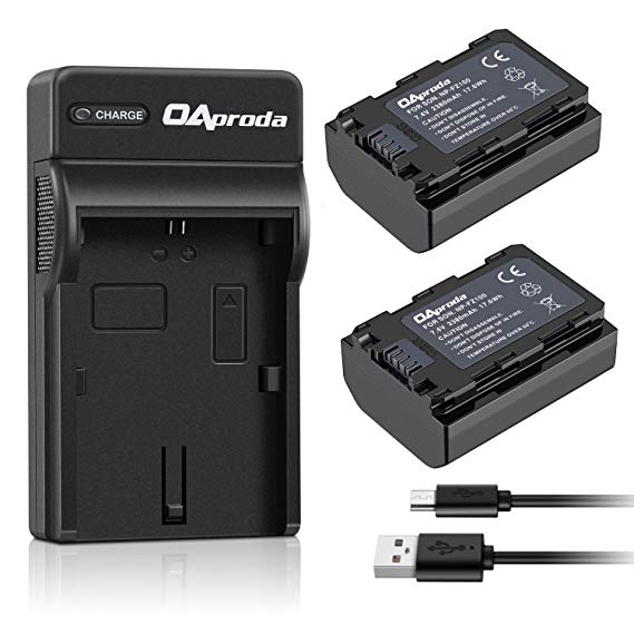 OAproda 2 Pack NP-FZ100 Battery 2380mAh and Rapid USB Charger for Sony NP-FZ100, BC-QZ1 and Sony A9, A7 III, A7R III, A7R3 Digital Cameras (Fully Decoded, 100% Compatible with Original)