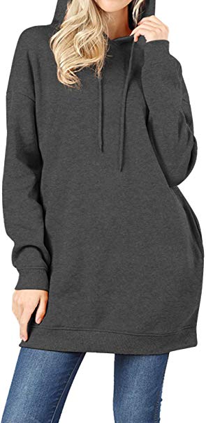 MixMatchy Women's Casual V-Neck Pocket Loose Sweatshirt Tunic