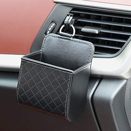 Thie2e Car Organizer Box Bag Air Outlet Dashboard Hanging Leather Universal Car Mobile Phone Holder in Automobile Interior Accessories