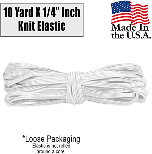 Barcelonetta | 10 Yard X 1/4" Inch | Sewing Elastic | Elastic Band Cord | Knit Roll, Stretch, Craft Elastan | Made in USA, Loose Packaging (White)