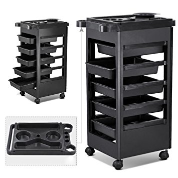 Yaheetech Salon SPA Trolley Storage Cart Coloring Beauty Salon Hair Dryer Holder W/wheels