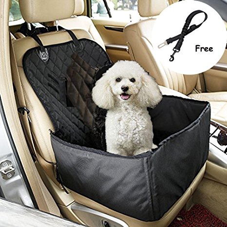 Ewolee Pet Front Seat Cover for Cars,Pet Booster Carrier With WaterProof & Nonslip Backing Design for All Cars, Trucks & SUVs, Black
