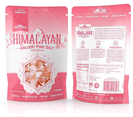 Premium Himalayan Pink Salt Rocks, Resealable 2 lb. Bag - Pure, Clean, Food Grade Salt Chunks - From 1/2" to 3" - 100% Pure, Kosher, Non-GMO, No MSG, Rich in Trace Minerals - 2 Pounds (32 oz.)