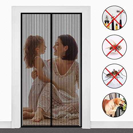 Magnetic Screen Door, Mesh Screen Door with Magnets & Frame Velcro Fits Door Size up to 35’’78’’ Max (Magnet Magnetic Door Size 39’’78’’) Effectively Reduce The Presence of Flying Insects in The HOM